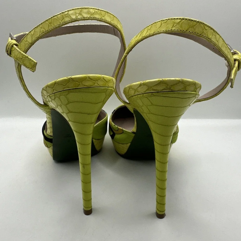 Donald & Lisa Pliner Signature CHIARA Platform Green Bottom Heel Luxe RARE 8 1/2